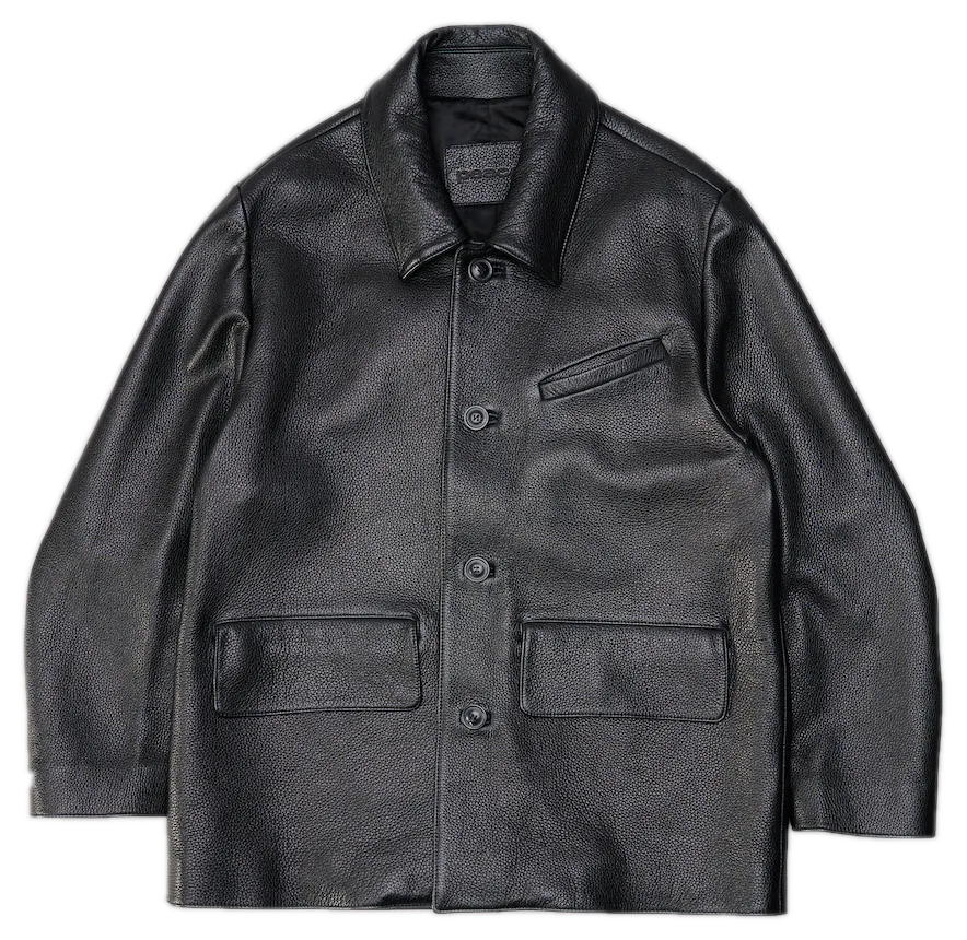 Black leather jacket flat lay photography