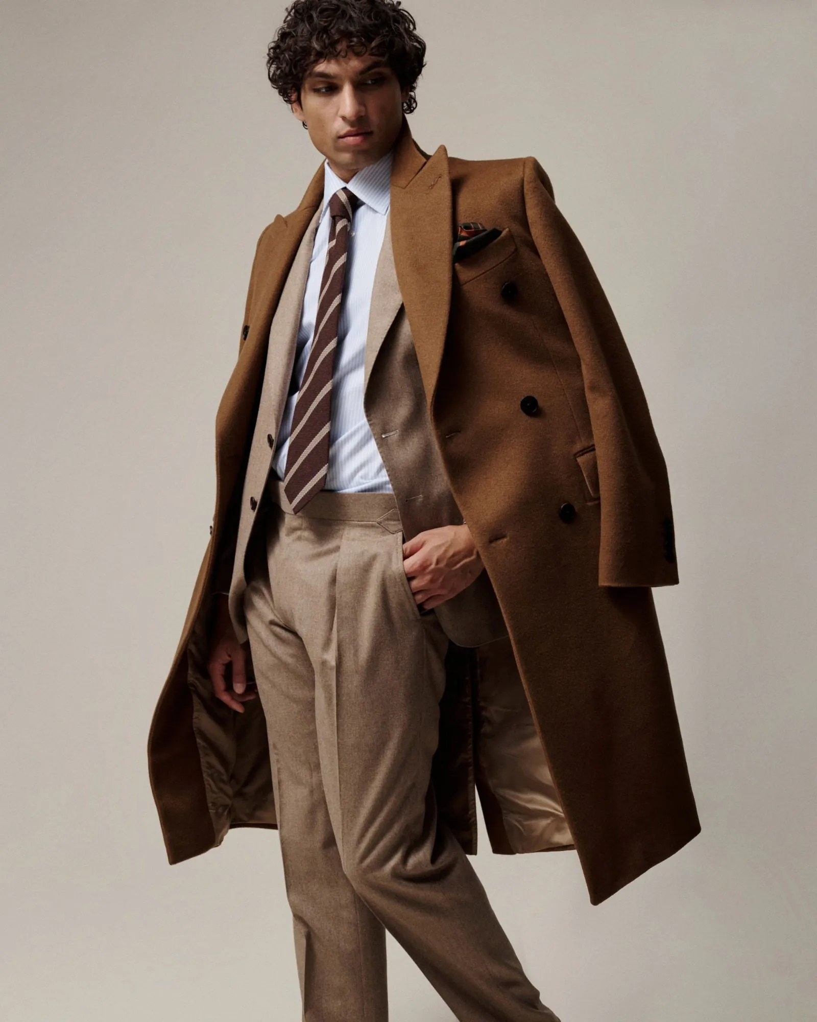 Gieves and Hawkes camel overcoat menswear photography
