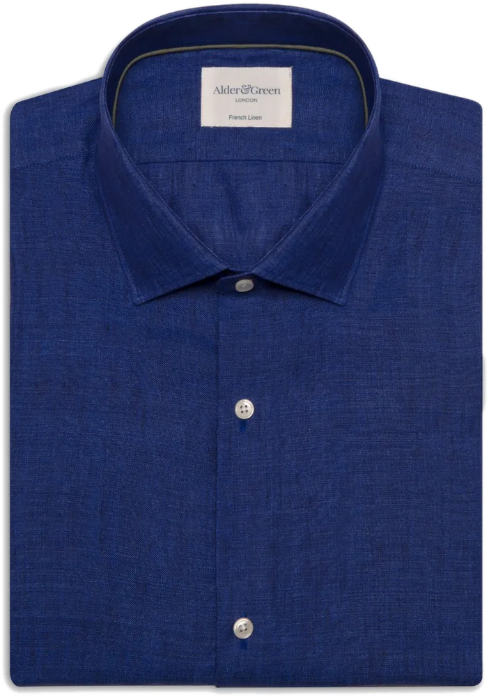 Navy linen shirt flat lay photography