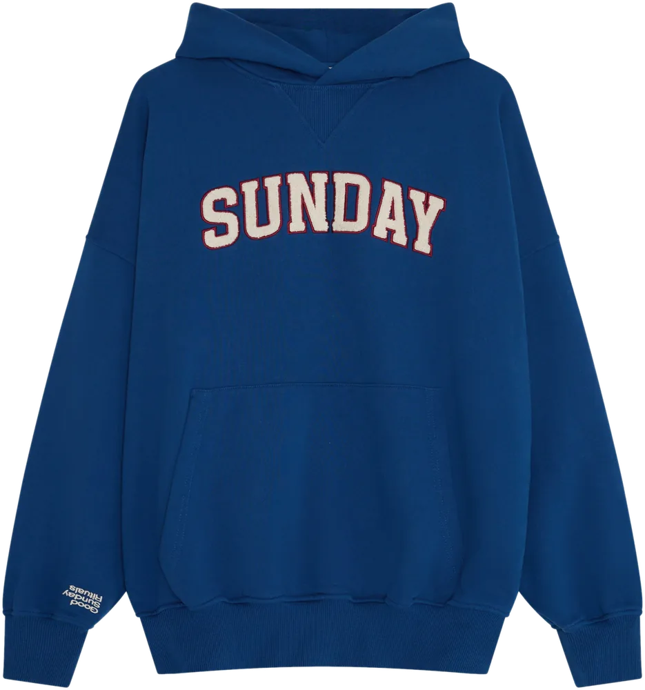 Sunday graphic hoodie flat lay photography