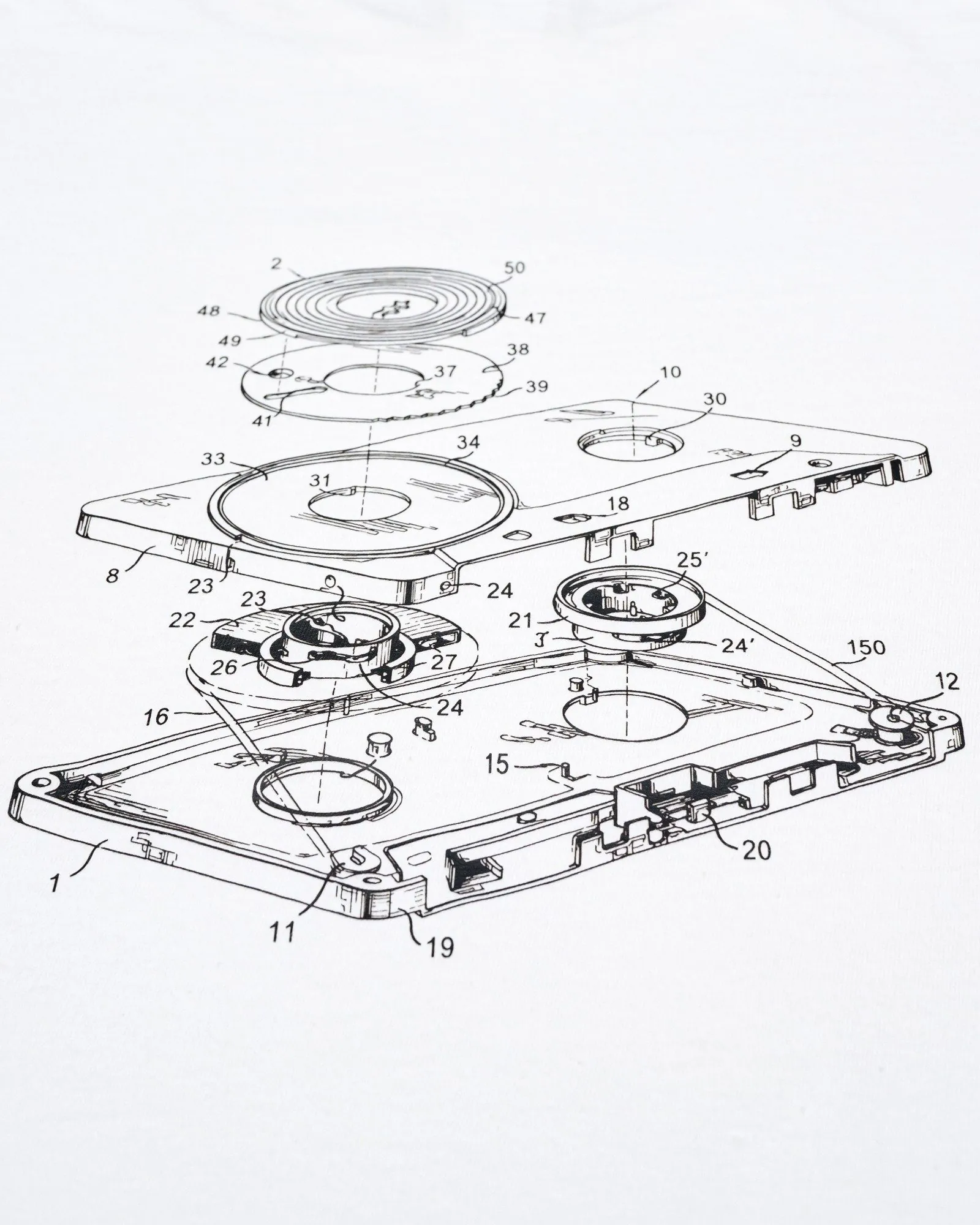 Patent drawing of a cassette tape mechanism