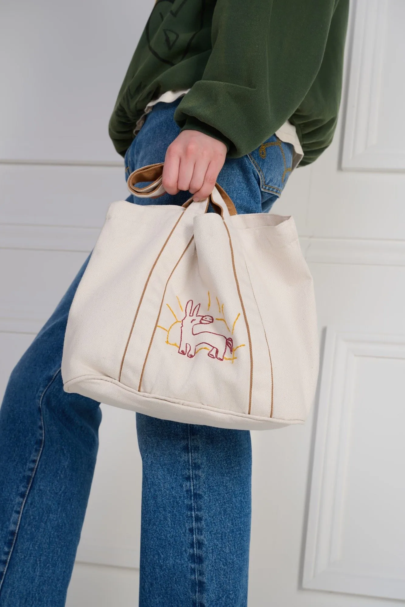 Wild Donkey canvas tote bag with embroidered donkey
