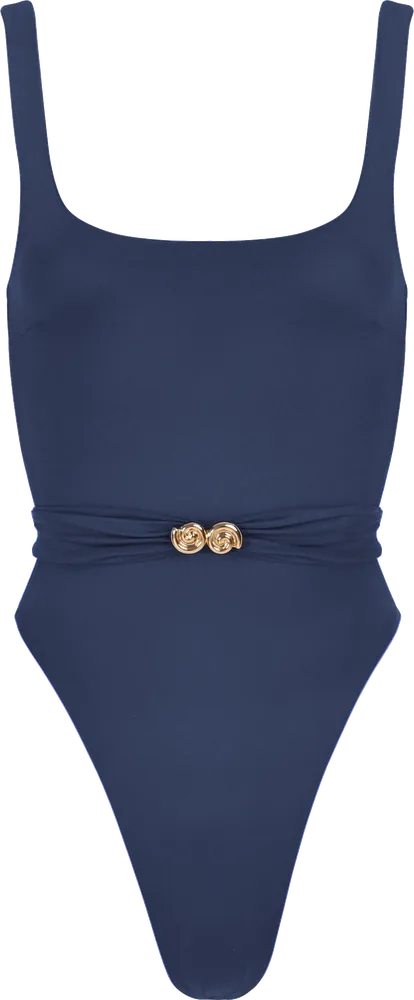 Womens navy swimsuit shot with ghost mannequin photography in London